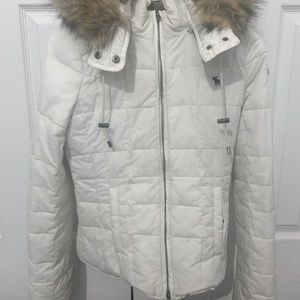 Abercrombie and Fitch goose down jacket w detachable faux fur hood.
